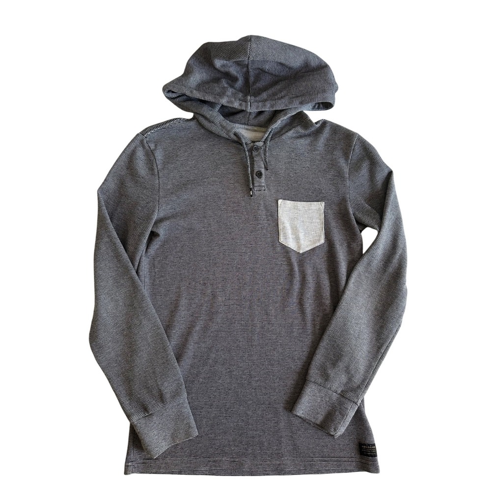 Quiksilver Men's Small S Hoodie Henley‎ Long Sleeve Striped Shirt Surf Casual